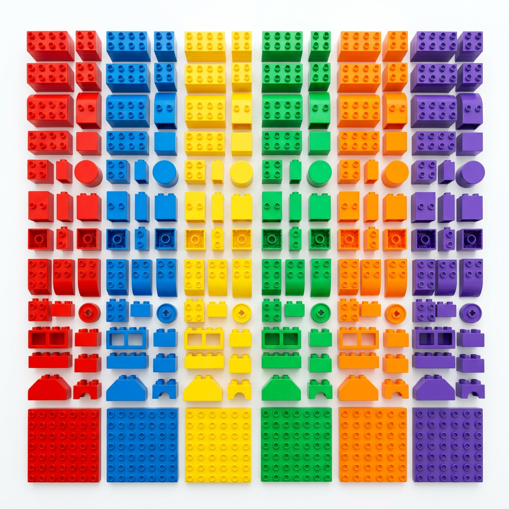 Rainbow Building Blocks Set white background product shot