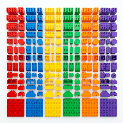 Rainbow Building Blocks Set white background product shot